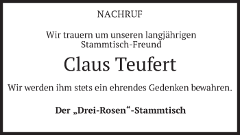 Traueranzeige von Claus Teufert