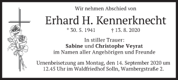 Traueranzeige von Erhard H. Kennerknecht von merkurtz