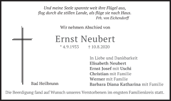 Traueranzeige von Ernst Neubert von merkurtz