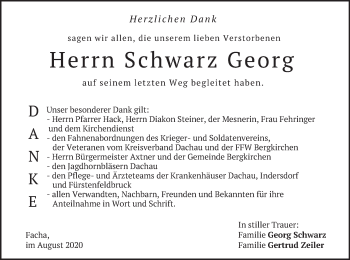 Traueranzeige von Georg Schwarz von merkurtz