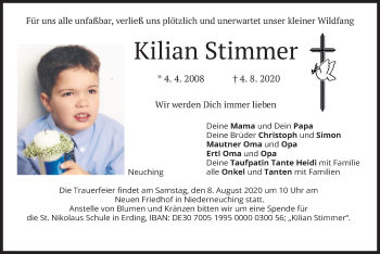 Traueranzeigen Von Kilian Stimmer | Trauer.merkur.de