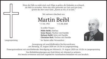 Traueranzeige von Martin Beibl von merkurtz