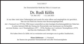 Traueranzeige von Rudi Kölln von merkurtz