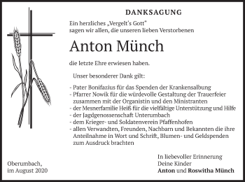 Traueranzeige von Anton Münch von merkurtz