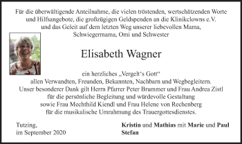 Traueranzeige von Elisabeth Wagner von merkurtz