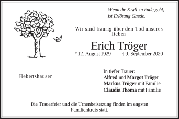Traueranzeige von Erich Tröger