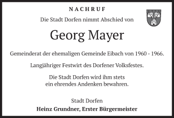 Traueranzeige von Georg Mayer