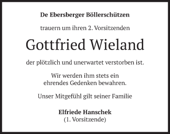 Traueranzeige von Gottfried Wieland