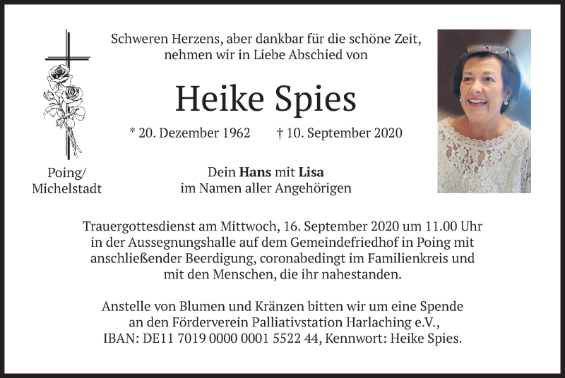  Traueranzeige für Heike Spies vom 12.09.2020 aus merkurtz