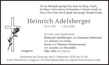 Traueranzeige von Heinrich Adelsberger von merkurtz