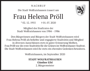 Traueranzeige von Helena Pröll von merkurtz