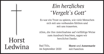 Traueranzeige von Horst Ledwina von merkurtz