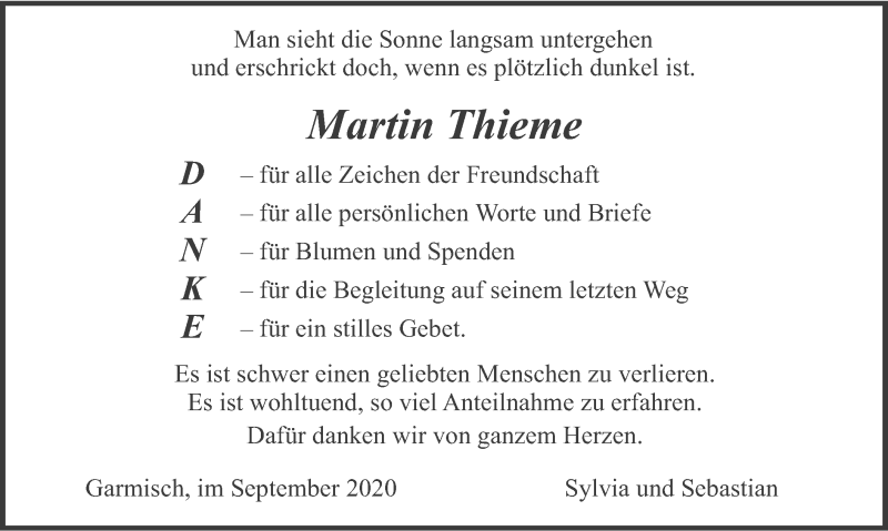  Traueranzeige für Martin Thieme vom 05.09.2020 aus merkurtz