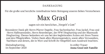 Traueranzeige von Max Grasl von merkurtz
