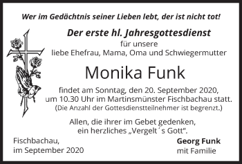 Traueranzeige von Monika Funk von merkurtz