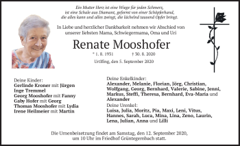 Traueranzeige von Renate Mooshofer von merkurtz