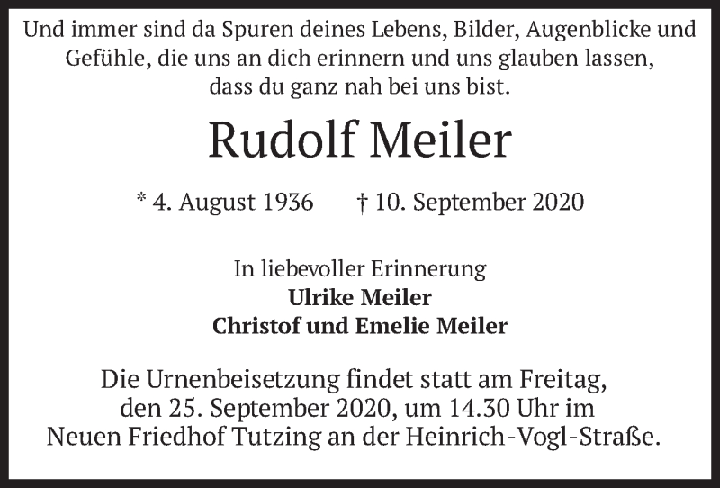 Traueranzeigen Von Rudolf Meiler Trauer Merkur De