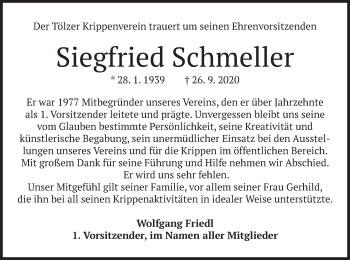 Traueranzeige von Siegfried Schmeller von merkurtz