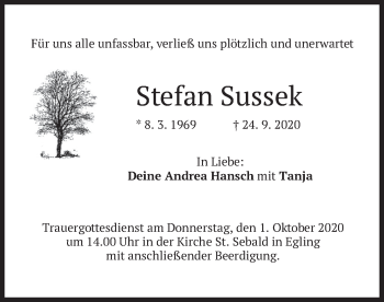 Traueranzeige von Stefan Sussek von merkurtz