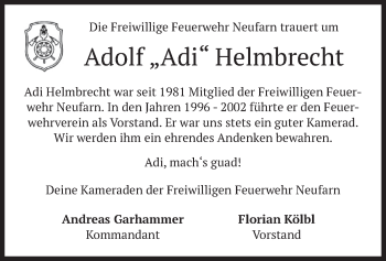 Traueranzeige von Adolf Helmbrecht