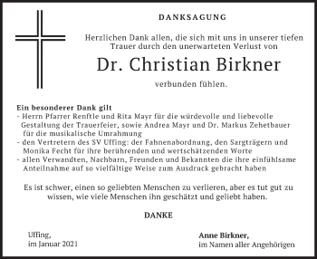 Traueranzeige von Christian Birkner von merkurtz