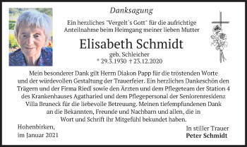 Traueranzeige von Elisabeth Schmidt von merkurtz