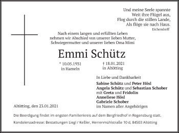 Traueranzeige von Emmi Schütz von merkurtz