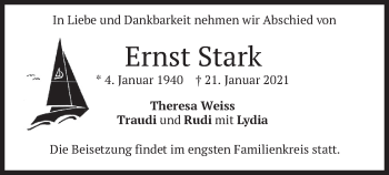 Traueranzeige von Ernst Stark