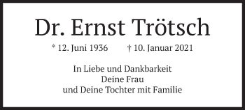 Traueranzeige von Ernst Trötsch