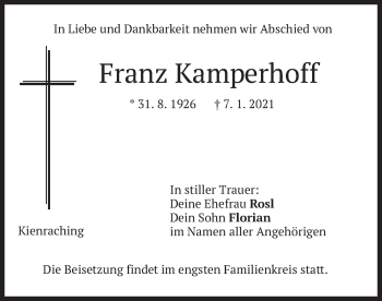 Traueranzeige von Franz Kamperhoff von merkurtz