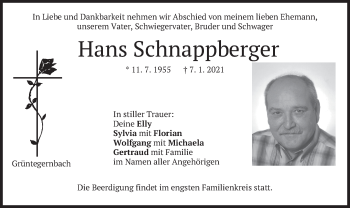Traueranzeige von Hans Schnappberger von merkurtz