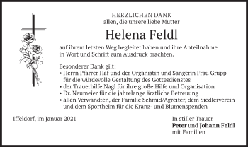 Traueranzeige von Helena Feldl von merkurtz
