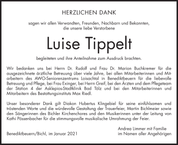 Traueranzeige von Luise Tippelt von merkurtz