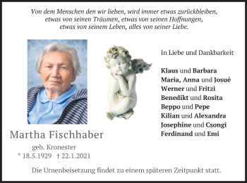 Traueranzeige von Martha Fischhaber von merkurtz