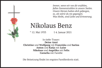 Traueranzeige von Nikolaus Benz von merkurtz