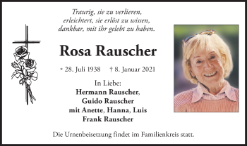 Traueranzeige von Rosa Rauscher