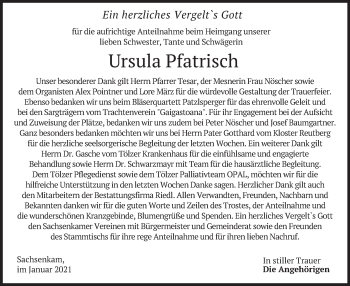Traueranzeige von Ursula Pfatrisch von merkurtz