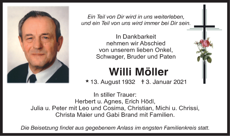  Traueranzeige für Willi Möller vom 07.01.2021 aus merkurtz