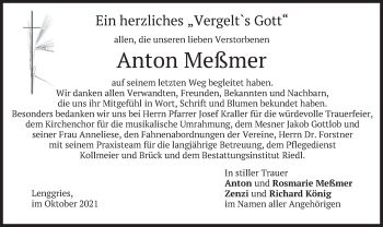 Traueranzeige von Anton Meßmer von merkurtz