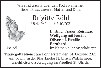Traueranzeige von Brigitte Röhl von merkurtz