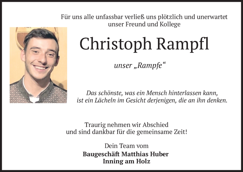  Traueranzeige für Christoph Rampfl vom 14.10.2021 aus merkurtz