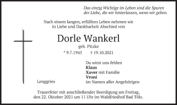 Traueranzeige von Dorle Wankerl von merkurtz