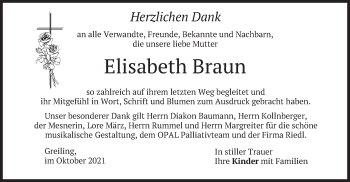 Traueranzeige von Elisabeth Braun von merkurtz