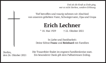 Traueranzeige von Erich Lechner von merkurtz