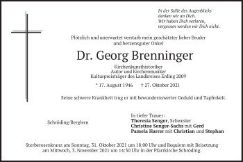 Traueranzeige von Georg Brenninger von merkurtz