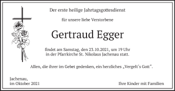 Traueranzeige von Gertraud Egger von merkurtz