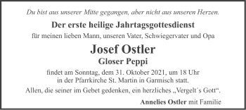 Traueranzeige von Josef Ostler von merkurtz