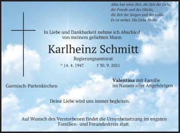 Traueranzeige von Karlheinz Schmitt von merkurtz