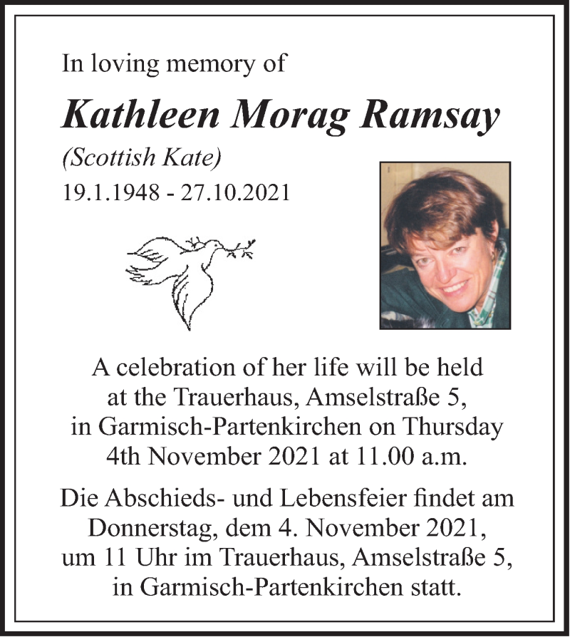 Traueranzeige für Kathleen Morag Ramsay vom 30.10.2021 aus merkurtz