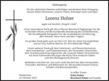 Traueranzeige von Lorenz Holzer von merkurtz